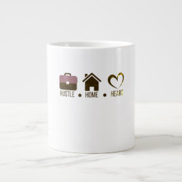 Caneca De Café Grande Hustle, Home, Heart: Design de conforto motivacion
