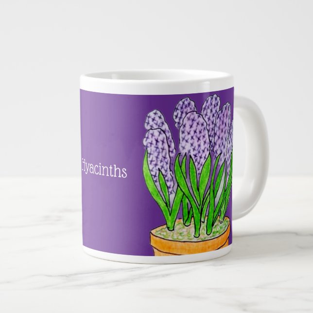 Caneca De Café Grande Hyacintos Roxos em Planter Roxo Real (Frente Esquerda)