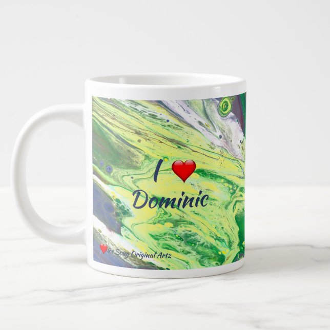 Caneca De Café Grande I Heart Abstrato Personalize (Esquerda)