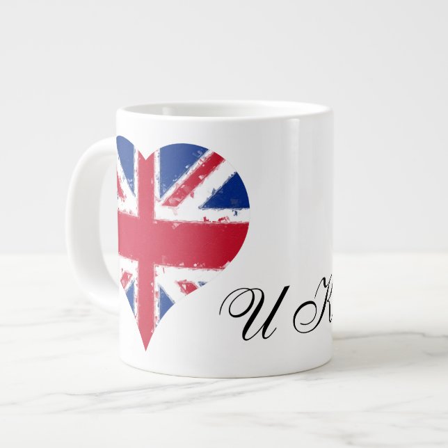 Caneca De Café Grande I Heart England UK Flag (Frente Esquerda)