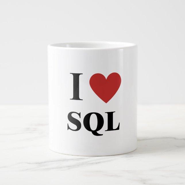 Caneca De Café Grande I Heart SQL (Frente)