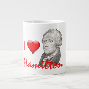 Caneca De Café Grande "I Love Hamilton" Alexander Hamilton Retrato