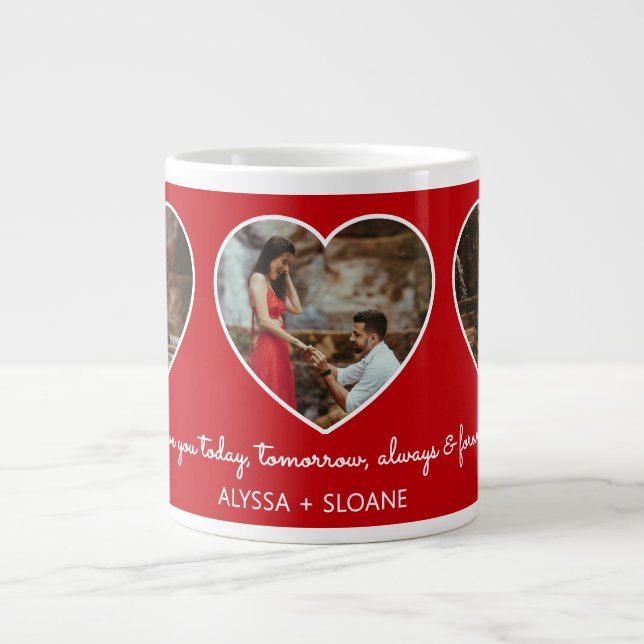 Caneca De Café Grande I Love You Always & Forever 3 Heart Photos (Frente)