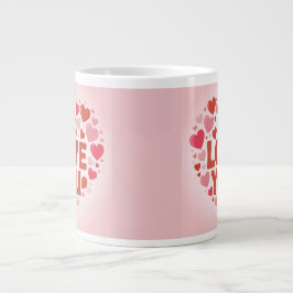 Caneca De Café Grande I Love You Pink Hearts Jumbo Mug