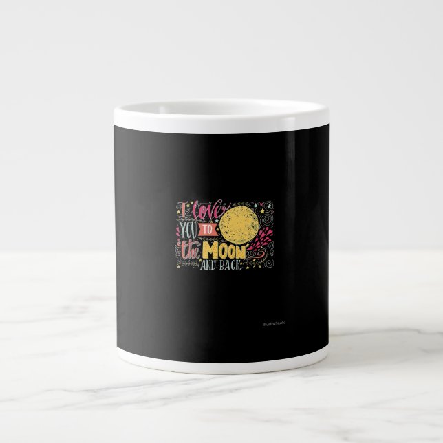 Caneca De Café Grande I Love You To The Moon And Back Heartfelt Style  (Frente)
