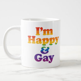 Caneca De Café Grande “I’m Happy & Gay” Mug – Bold Pride Coffee Cup