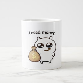 Caneca De Café Grande I Need Money Meme Sticker – Funny Relatable Cute