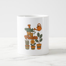 Caneca De Café Grande I Wet My Plants – Retro 70s Stripes
