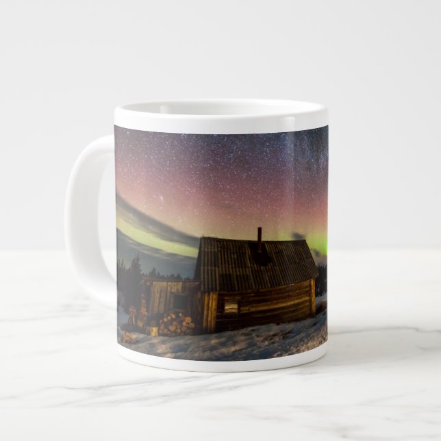 Caneca De Café Grande Ice & Snow | Aurora Polaris Murmansk, Iceland (Frente Esquerda)