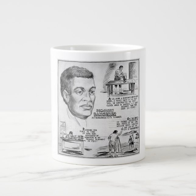 Caneca De Café Grande Ícone da História Negra: Benjamin Banneker, Cienti (Frente)