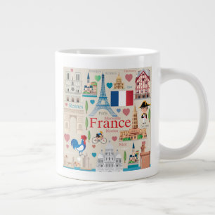 Caneca De Café Grande Ícones de França Bonitos