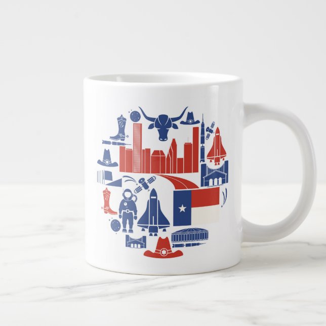 Caneca De Café Grande Ícones de Houston Texas (Direita)
