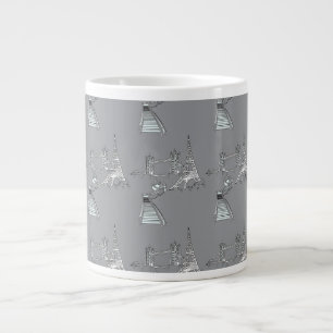 Caneca De Café Grande Ícones Mundiais Cinza   