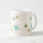 Caneca De Café Grande Icônico - Starbursts Atômicos Jumbo Mug<br><div class="desc">Este padrão Iconic Atomic Starbursts Jumbo Mug apresenta explosões atômicas icônicas. Isso mesmo! A velha escola, um fundo creme colorido com escarpas de ouro é o pano de fundo perfeito para as vibrantes turquesas, aipo de calda, e círculos verde de pera de cozinha. As manchas de cor são esporadicamente colocadas...</div>