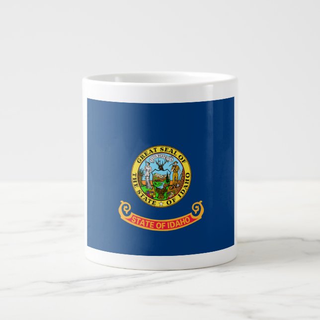 Caneca De Café Grande Idaho Flag: Estado Gem, América Mountain West (Frente)