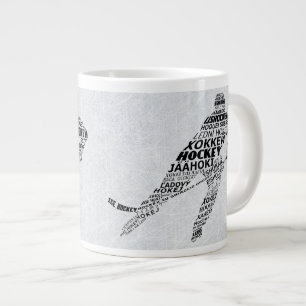Caneca De Café Grande Idiomas de hóquei no gelo Tipografia Café Mug