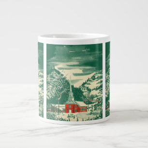 Caneca De Café Grande Igreja de Natal Vintage, Paisagem de Neve no Inver