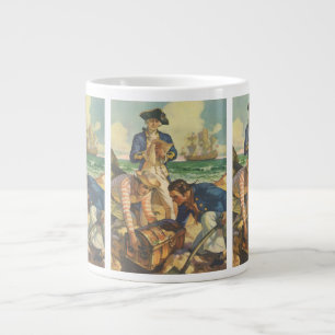 Caneca De Café Grande Ilha do Tesouro, Piratas de Contos de Fadas Vintag