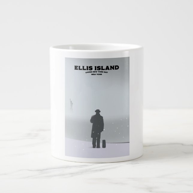 Caneca De Café Grande Ilha Ellis Nova York NYC (Frente)