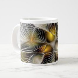 Caneca De Café Grande Ilusão Óptica Abstrata Fractal 3D Com Profundidade