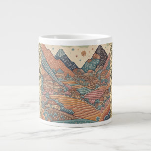 Caneca De Café Grande Ilustração Batik Mountain