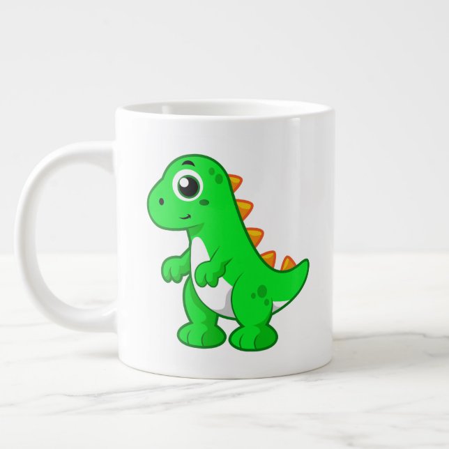 Caneca De Café Grande Ilustração Bela De Tyrannosaurus Rex. (Esquerda)