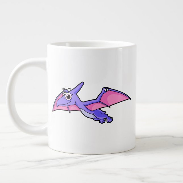 Caneca De Café Grande Ilustração Bela De Um Pterodactilo Voador. (Esquerda)