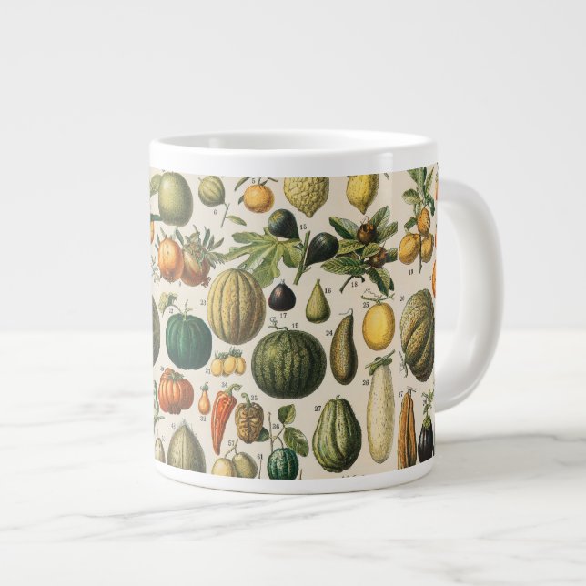 Caneca De Café Grande Ilustração Científica Botânica Vegetal fruta (Frente Esquerda)
