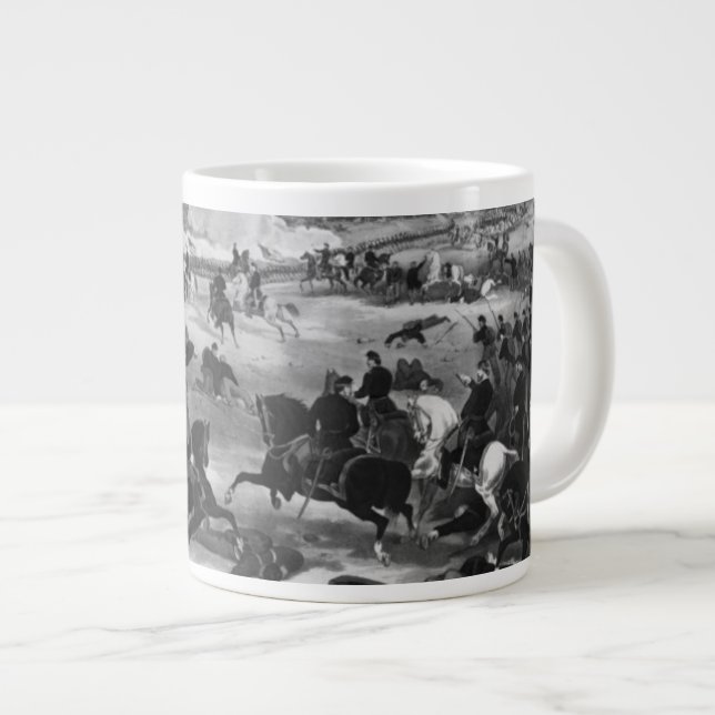 Caneca De Café Grande Ilustração da Batalha de Gettysburg (Frente Esquerda)