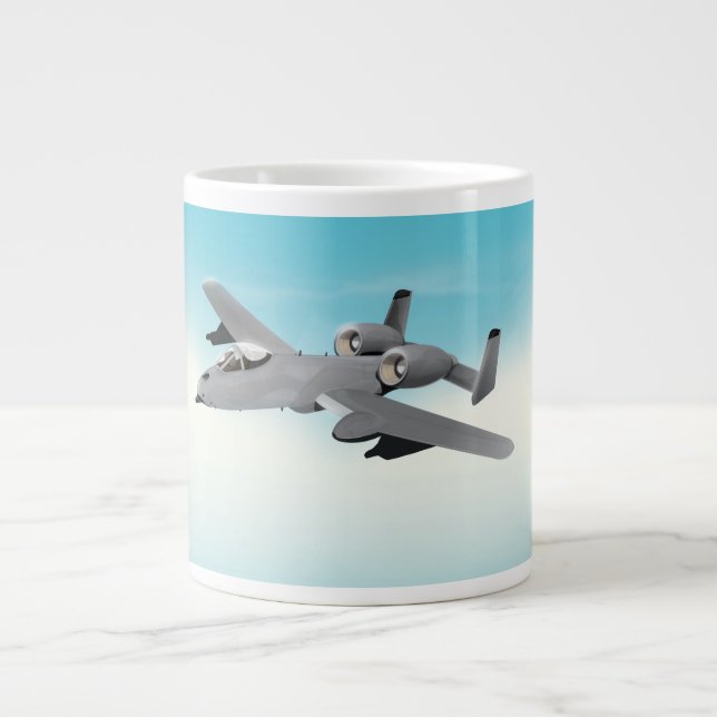 Caneca De Café Grande Ilustração de Avião Militar A10 (Frente)