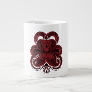 Caneca De Café Grande Ilustração de Cobra Vermelha Art Déco