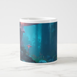 Caneca De Café Grande Ilustração de Cogumelos da Floresta Mal-humorada e