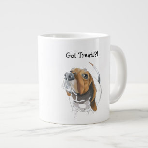 Caneca De Café Grande Ilustração de Cores Engraçadas do Hound Basset