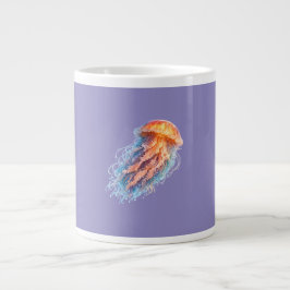 Caneca De Café Grande Ilustração de Fantasia de Água-viva Elegante
