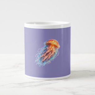 Caneca De Café Grande Ilustração de Fantasia de Água-viva Elegante