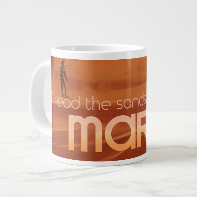 Caneca De Café Grande Ilustração de Férias em Marte de Ficção Científica (Frente Esquerda)