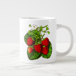 Caneca De Café Grande Ilustração de Morango Botânico
