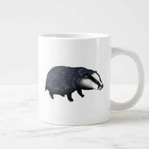 Caneca De Café Grande Ilustração de Texugo Desenhada à Mão
