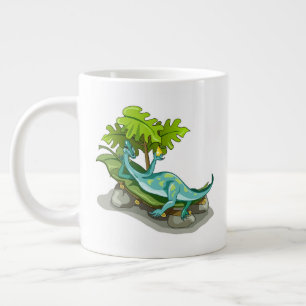Caneca De Café Grande Ilustração De Um Banho De Sol Iguanodon.
