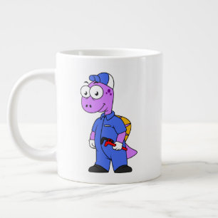 Caneca De Café Grande Ilustração De Um Canalizador De Espinossauro.