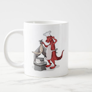 Caneca De Café Grande Ilustração De Um Cozinhar De Chef Tyrannosaurus Re