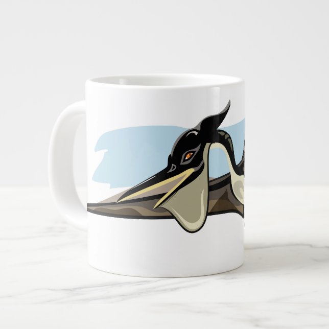 Caneca De Café Grande Ilustração De Um Dinossauro Pteranodon. (Frente Esquerda)