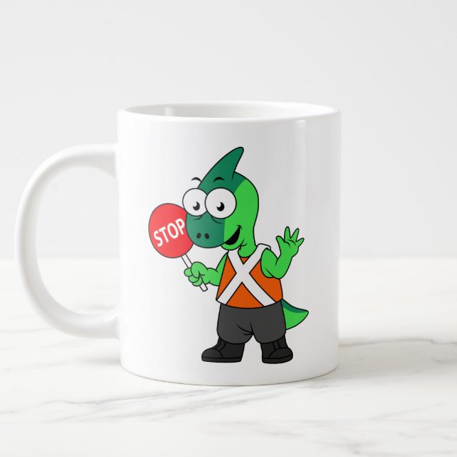 Caneca De Café Grande Ilustração De Um Executante De Tráfego De Parasaur (Esquerda)