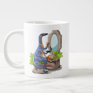 Caneca De Café Grande Ilustração De Um Iguanodon Colocando Na Composição