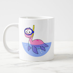 Caneca De Café Grande Ilustração De Um Monstro De Snorkeling Loch Ness.