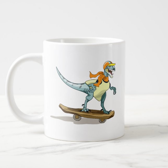 Caneca De Café Grande Ilustração De Um Skate De Raptor. (Esquerda)