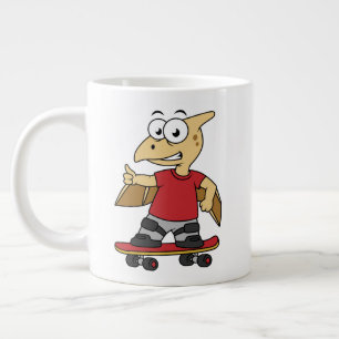 Caneca De Café Grande Ilustração De Um Skate Pterossauro.