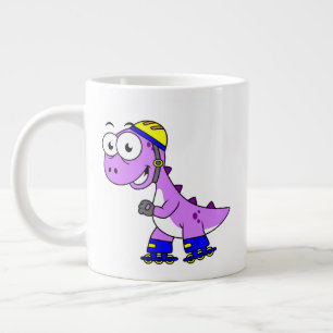 Caneca De Café Grande Ilustração De Um Tyrannosaurus Rex De Pé.