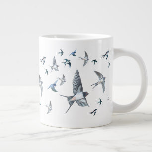 Caneca De Café Grande Ilustração Do Bando De Aves De Engorda Voadoras