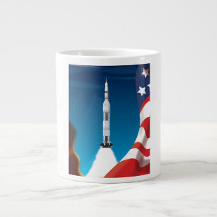 Caneca De Café Grande Ilustração do foguete espacial Saturno cinco
